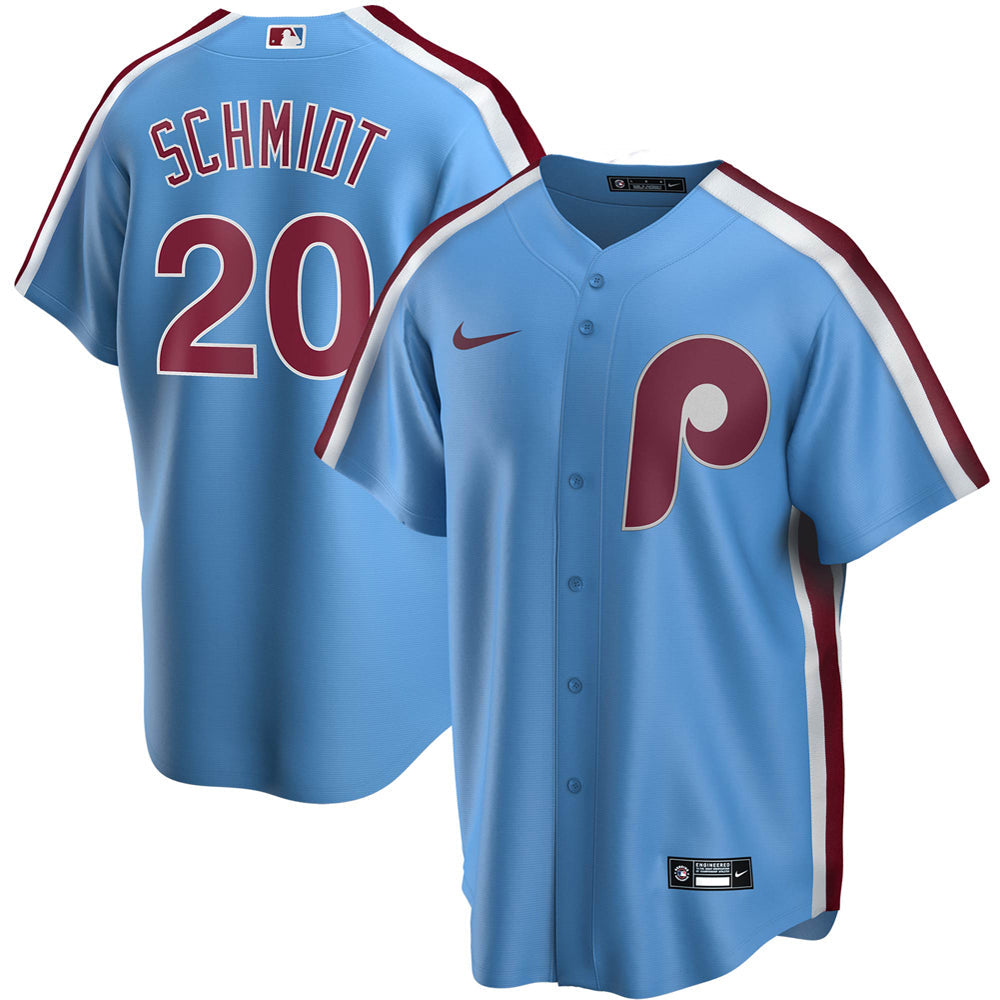 Men's Philadelphia Phillies Mike Schmidt Road Cooperstown Collection Player Jersey - Light Blue